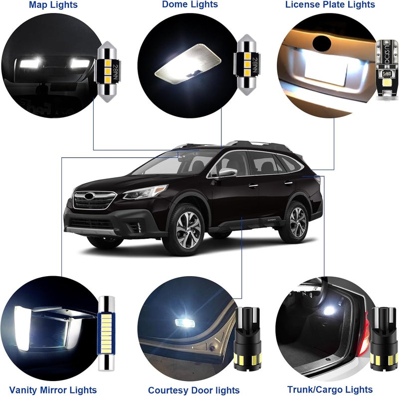 EASY EAGLE LED Interior Car Lights for Outback-2010-2020: 12 Piece Kit White LED Light Bulbs - Super Bright 6000K + Install Tool - Image 3